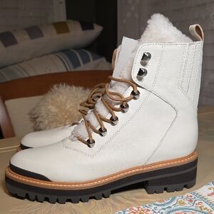 Marc Fisher White Leather Ankle Boots
